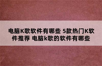 电脑K歌软件有哪些 5款热门K软件推荐 电脑k歌的软件有哪些